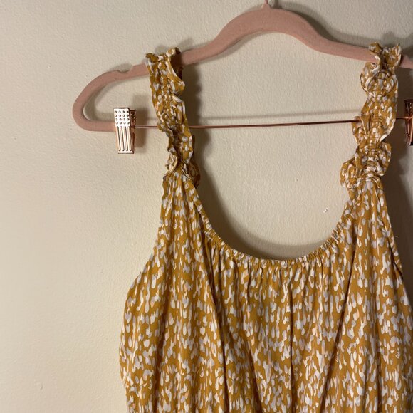 🔥 Banana Republic Factory | New Gold Plate Abstract Ruffle Fit & Flare Dress XS - Picture 4 of 6